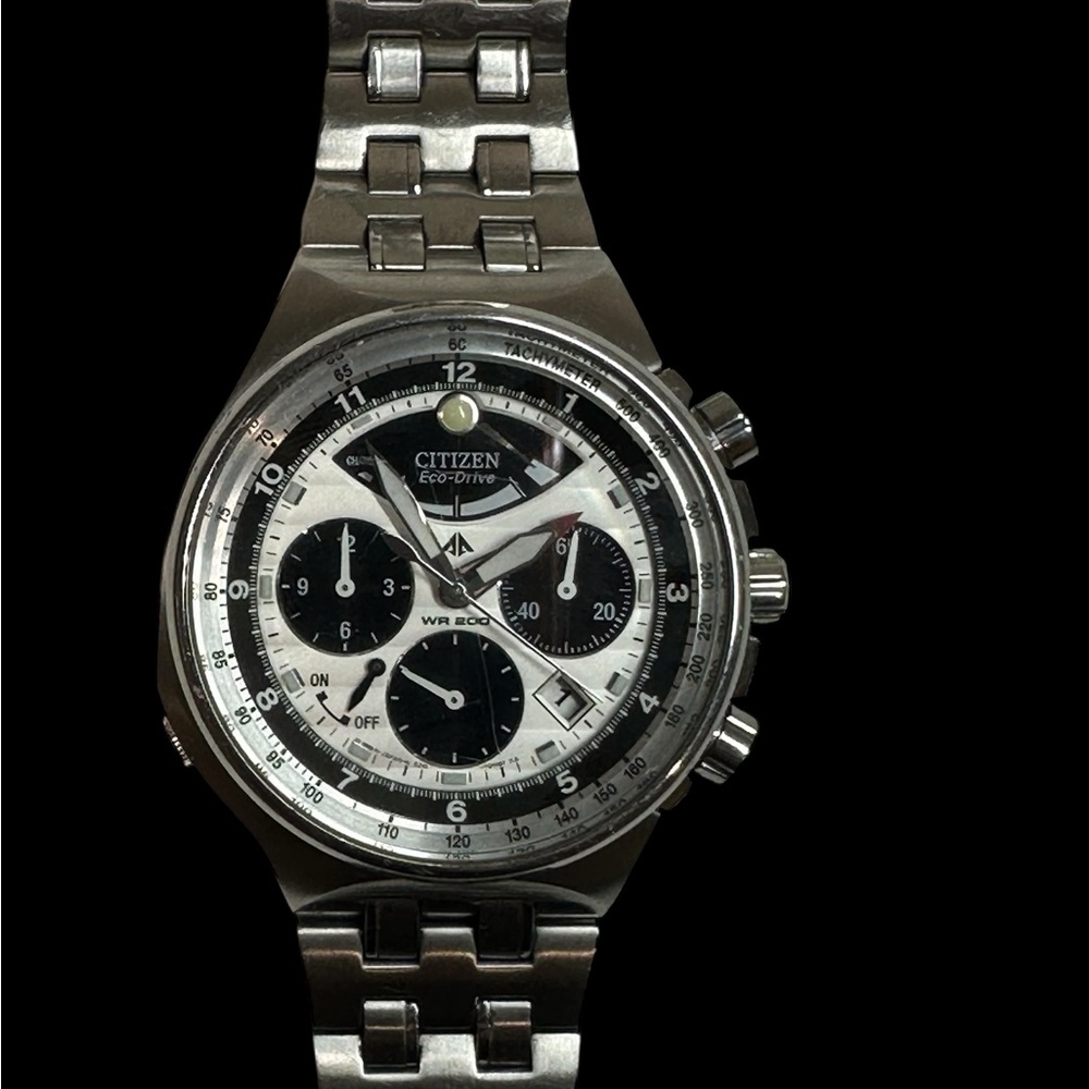 High End Citizen Eco-Drive Calibre 2100 Chronograph Silver and Black Watch
